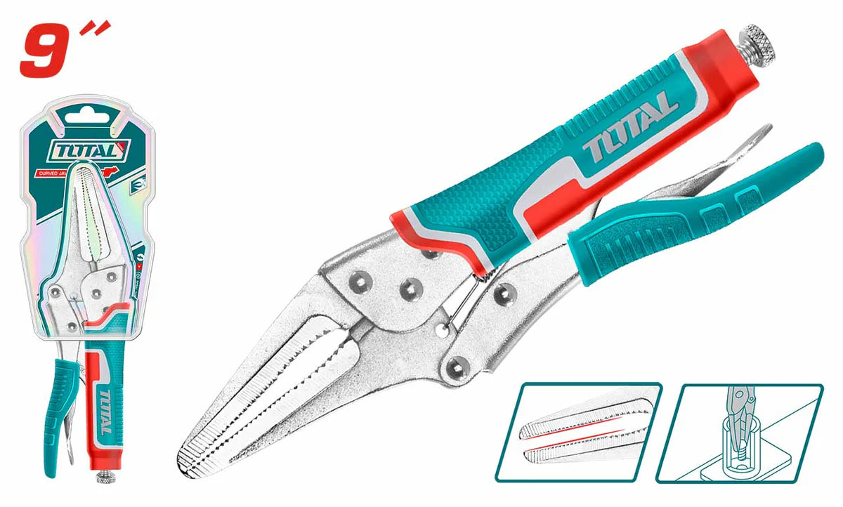 TOTAL THT19902 9" Long Nose Locking Plier 60mm Max Jaw Total